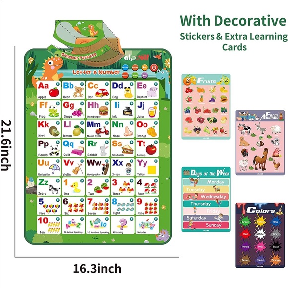 Interactive ABC & 123s Electronic Learning Charts Posters, Preschool Learning - Picture 3 of 13